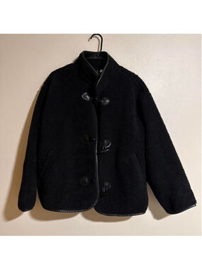 Divided Black faux fur jacket with toggle buttons